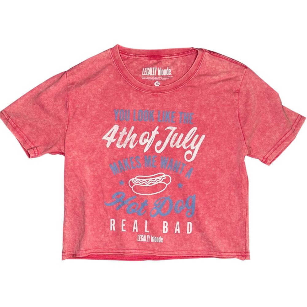 Legally Blonde Fourth of July Hot Dog Cropped T-Shirt Women's XS